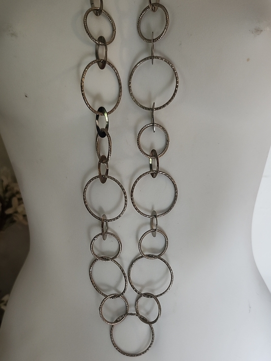 Source Unknown Jewelry - Layered Open Circle Link Necklace - Silver Tone